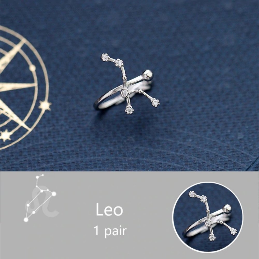 *NEW 925 Sterling Silver Zodiac Earrings Cuff-Leo